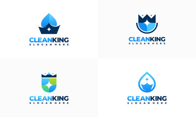 Wall Mural - set of cleaning king logo designs concept vector, cleaning service and maintenance logo designs symb