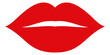 Red lips icon. Woman lipstick mark. Kiss symbol