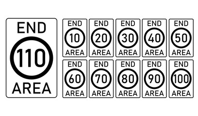 Set of generic end of speed limit signs