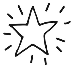 Wall Mural - shining star in hand drawn black line doodle style