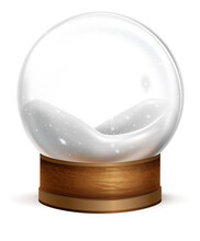 Realistic Snowball Mockup. Empty Glass Sphere With Snow