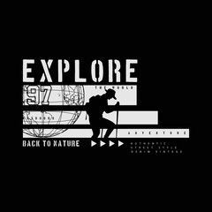 Wall Mural - Explore illustration typography. perfect for designing t-shirts, shirts, hoodies, poster, print