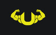 © Mubashar - bodybuilder creative vector with letter U, gym and fitness logo, design, emblem and icon