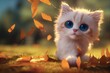 A 3D rendered computer-generated image of an adorable kawaii Himalayan kitten playing outside and enjoying the weather. 