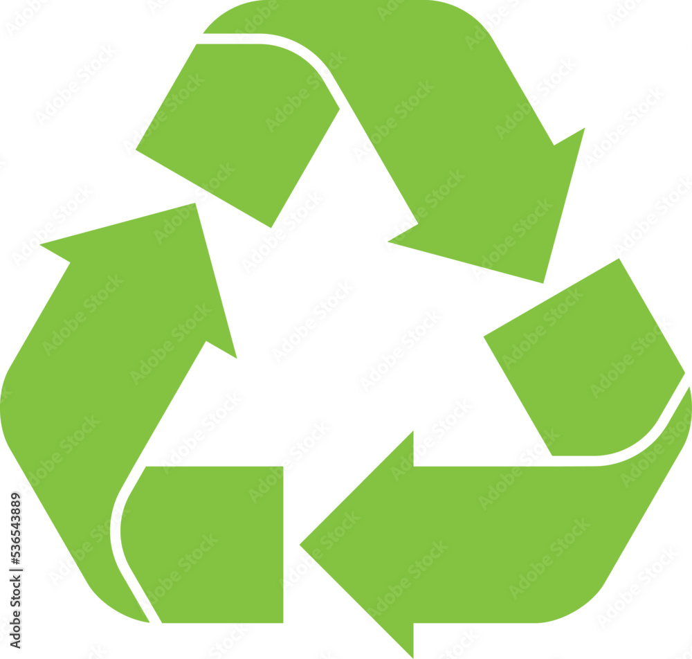 Recycle triangle arrow symbols set vector illustration. Green solid ...