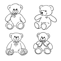 Wall Mural - Bear doll icon outline flat design vector. Teddy bear icon outline