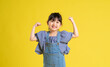 © Q88 - beautiful asian girl portrait, isolated on yellow background