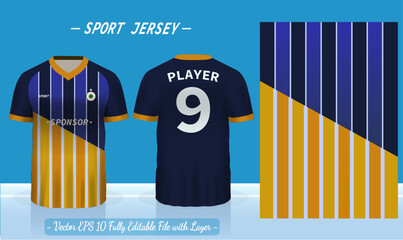 Wall Mural - T-shirt sport template design for soccer jersey, football kit or basketball, badminton jersey. Sport uniform in front and back view. Sport shirt mock up for sport club. Vector Illustration.