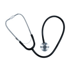 Wall Mural - Black stethoscope isolated on transparent background. Stock photo