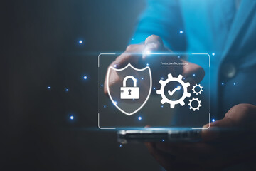 high technology security protection concept. two-step verification, login, encrypted account identit