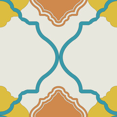 Wall Mural - yellow and blue color geometrical repeat indian mughal pattern