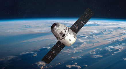 Leinwandbilder - Spacecraft in space. Spaceship on orbit of Earth planet. Expedition on space station. Elements of this image furnished by NASA