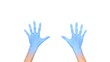 © ZayNyi - Two opened hands with light blue color of Asian man. Concept of cold and clumsy hand.