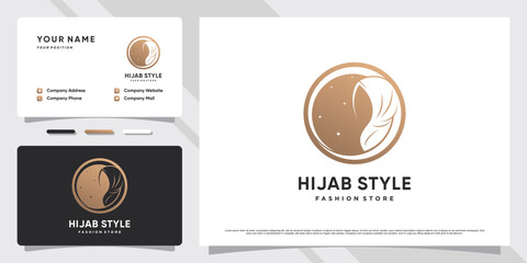 Wall Mural - Hijab logo design for muslimah women with creative concept and business card template