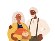 Smiling Senior couple, happy elderly retired man,woman hug each other.Happy relationships.Old Senior spouses wear fashion stylish clothes,accessories.Flat vector illustration isolated,white background
