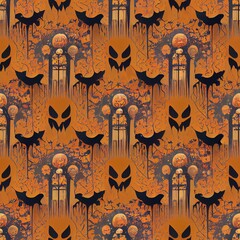 Wall Mural - Seamless pattern of Halloween themed background