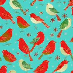 Wall Mural - Seamless pattern of Christmas themed background