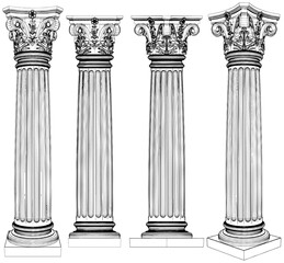 Wall Mural - Corinthian Column Vector. Illustration Isolated On White Background. A vector illustration Of A Corinthian Column.