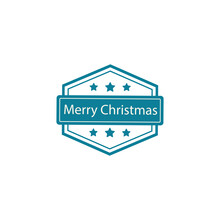 Merry Christmas Postage Stamp Icon. Vector Graphics