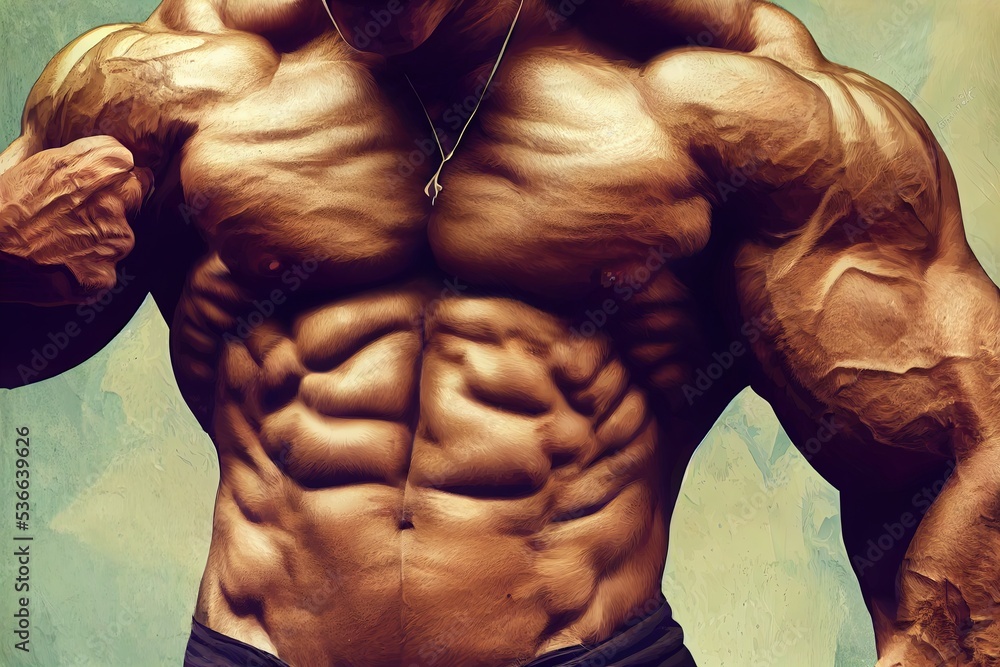 Strong Body Builder Lion or Tiger flexing hand Muscles. Anthropomorphic ...