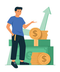 Wall Mural - Man with Growth Money Saving Concept Illustration