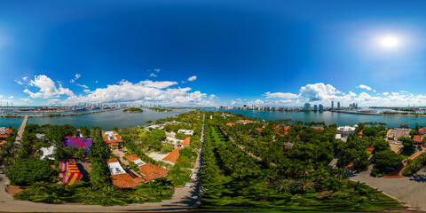 Sticker - Aerial 360 photo of luxury mansion estates on Star Island Miami Beach FL USA