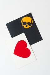 Wall Mural - vinyl skull and grungy heart on blank paper