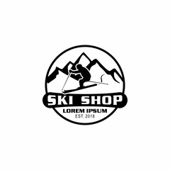 Poster - Snowboarding Ski Shop logo template vector illustration