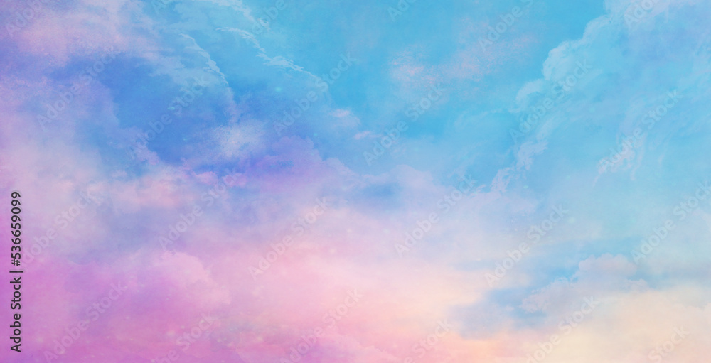 朝焼けの空の風景イラスト 水色 ピンク色 の Stock イラスト | Adobe Stock