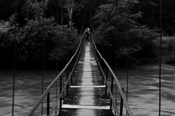 Wall Mural - black and white photo with beautiful morning view in indonesia