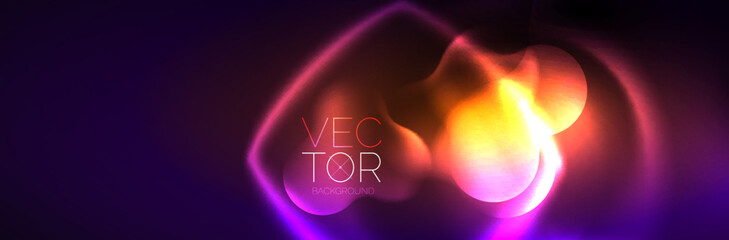 glowing neon lights abstract shapes composition. magic energy concept. template for wallpaper, banne