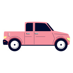 Canvas Print - pink pickup car