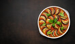 Ratatouille, traditional french dish, top view, copy space