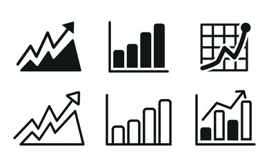 Growing Bar Graph Icons Set. Statistics, Analytics, Charts, Diagrams, Data Vector Illustration