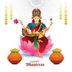 Wall Mural - Goddess maa laxmi illustration with gold coin in pot haapy dhanteras background