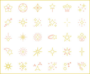 Wall Mural - Simple Set of sparkle Related Vector Line Icons.
Vector collection of star and glittering symbols or logo elements in thin outline.