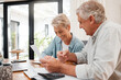 © Kirsten Davis/peopleimages.com - Senior couple, finance and investment or paying their bills at home. Married man and woman use calculator, checking their budget and retirement plan. Smiling mature people planning for future pension
