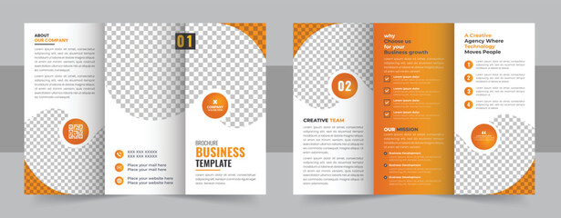 Corporate business trifold brochure template, Creative or Professional tri fold brochure vector design, modern trifold business brochure template.
