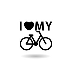 Poster - Love my bike label template design with shadow