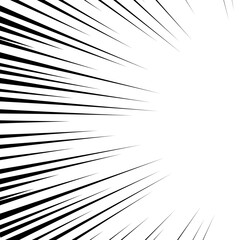 Manga motion radial lines with gradient. Anime action frame lines. Abstract explosive template with speed lines on transparent background. Flash explosion radial lines Vector illustration