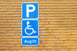 Swedish road signs indicate that parking is permitted for a fee if vehicle has a handicap permit.