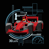 Fototapeta  - Hand drawn formula 1 racing car illustration
