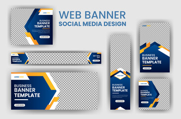 Wall Mural - Web banner design template Set, Horizontal web banner. Modern Gradient  cover header background for website design, Social Media Cover ads banner, invitation card design template