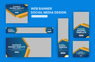 Wall Mural - Web banner design template Set, Horizontal web banner. Modern Gradient  cover header background for website design, Social Media Cover ads banner, invitation card design template