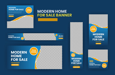 Wall Mural - Real estate banner web template bundle design, Home for sale social media cover