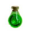 Bottle with green potion 3D rendering PNG file.
