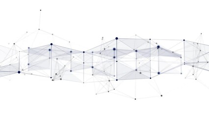 Futuristic network connection structure on white background. Concept of hi tech and future. Communication and web concept. Big data visualization. 3D rendering.