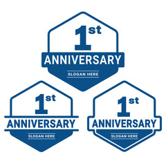Wall Mural - Set of 1 year Anniversary logotype design. 1st birthday celebration logo collection. Set of anniversary design template. Vector illustration. 