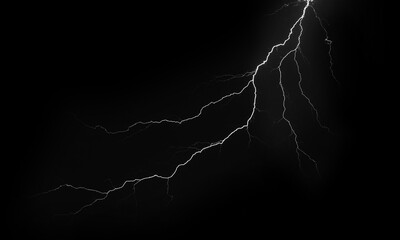 Wall Mural - lightning effect on black background. thunderbolt with rays of light. thunderstorm natural phenomeno