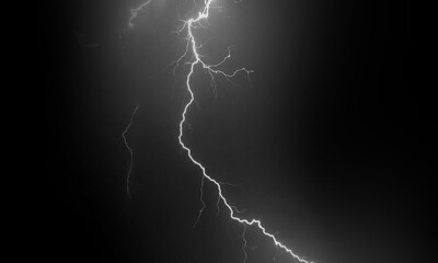 Wall Mural - lightning effect on black background. thunderbolt with rays of light. thunderstorm natural phenomeno